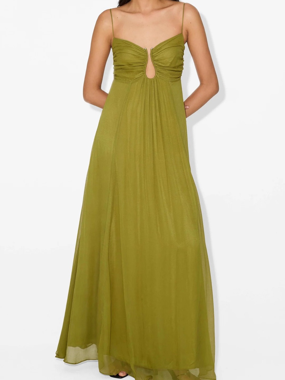 Olive Green Spaghetti-Strap Maxi Dress